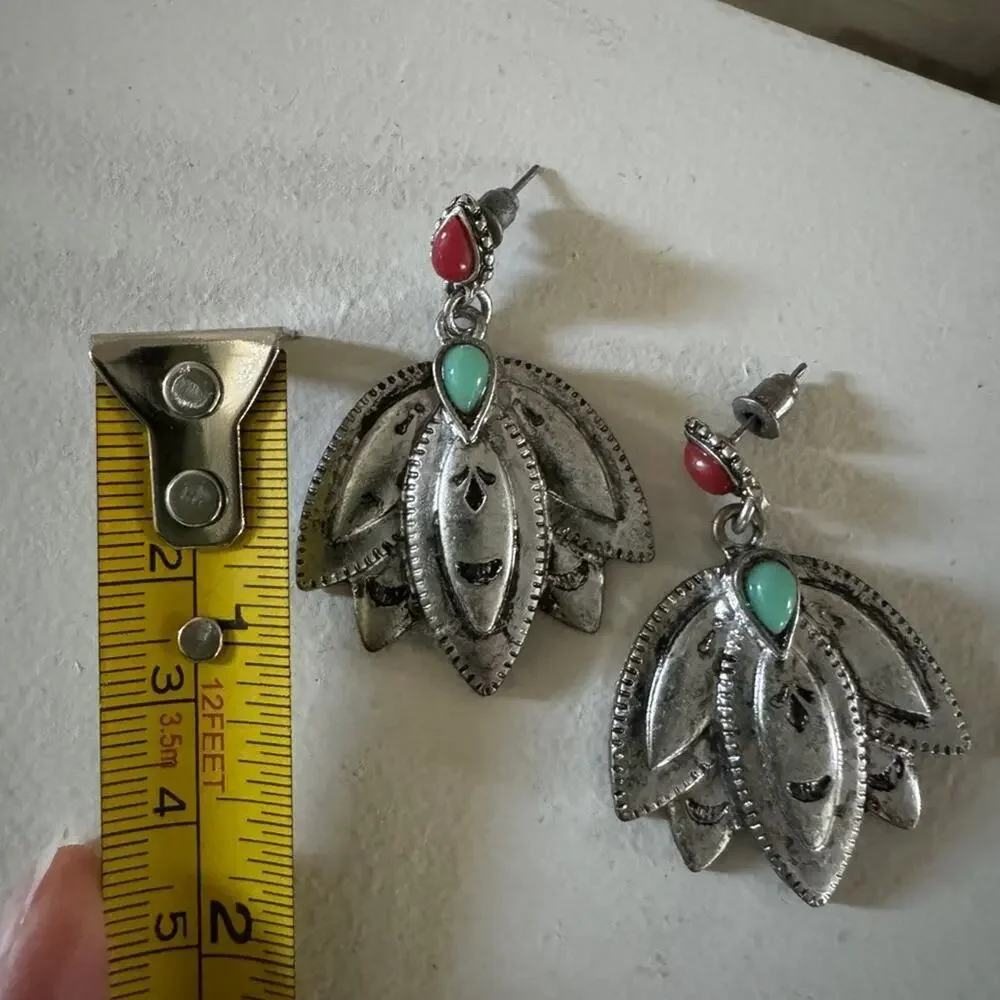 Silver Earrings With Bead Accents